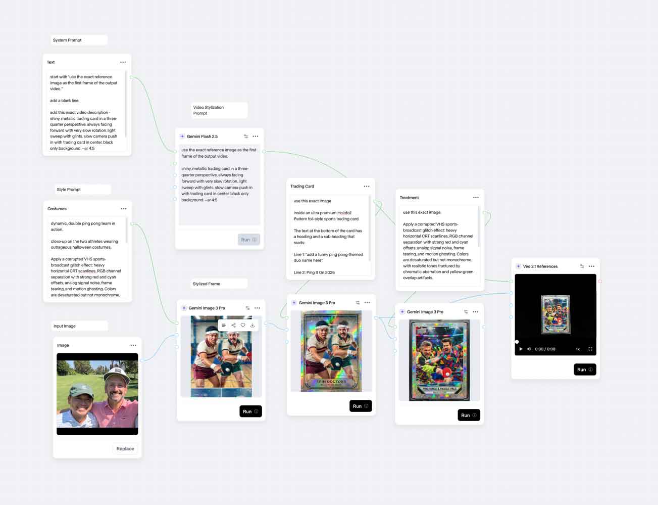 Runway ML workflow for generating trading cards